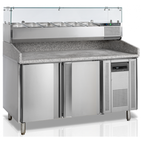 Tefcold pizza prep counter with bain marie PT1200 + GVC38-150