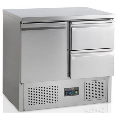 Tefcold 1 door and 2 drawer counter fridge SA912
