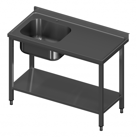 Stainless steel table with sink and shelf 120/70/85