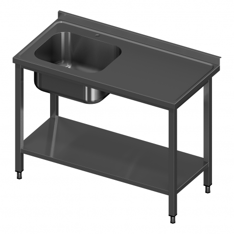 Stainless steel table with sink and shelf 180/70/85
