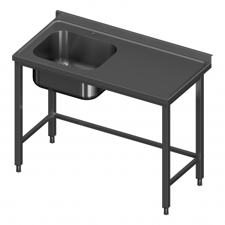 Stainless steel table with sink 120/70/85