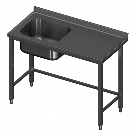 Stainless steel table with sink 160/70/85