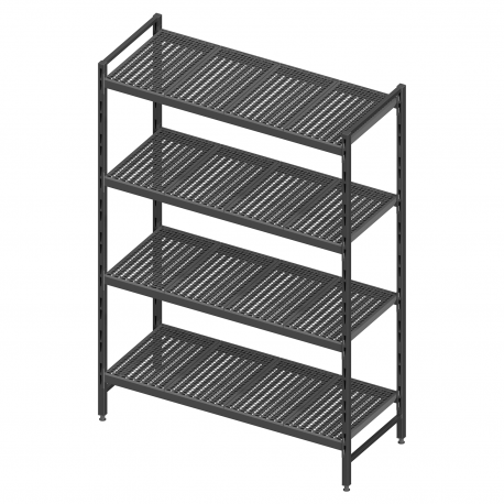 Assemble four plastic shelves rack